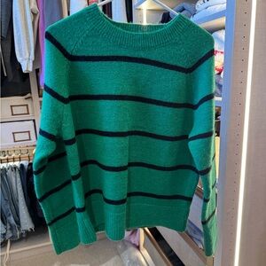 Evereve Green and Black Striped Sweater